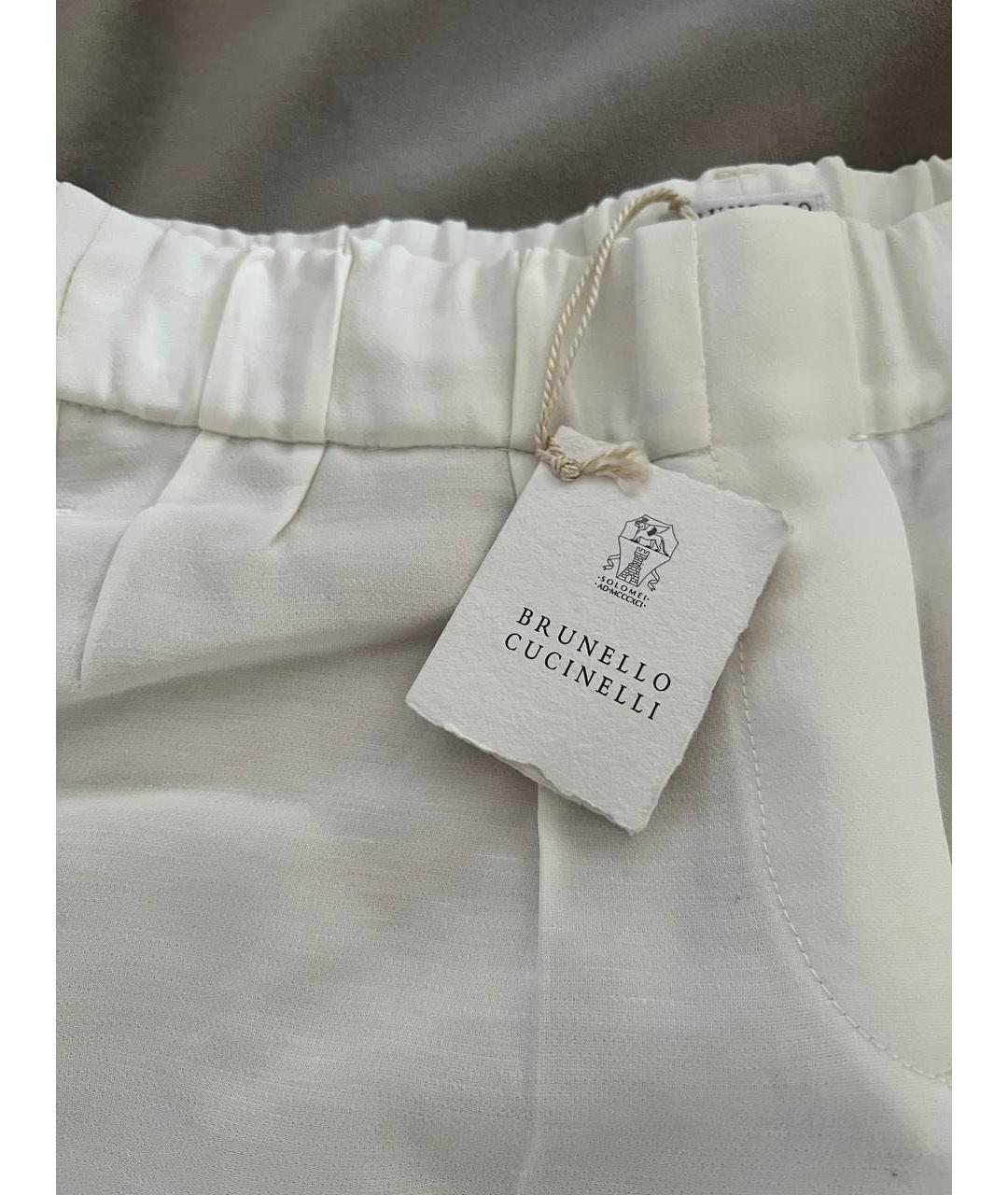 BRUNELLO CUCINELLI Белые вискозные брюки узкие, фото 2
