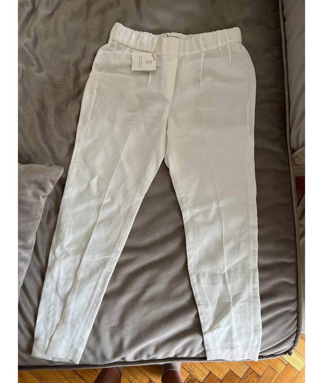 BRUNELLO CUCINELLI Белые вискозные брюки узкие, фото 6