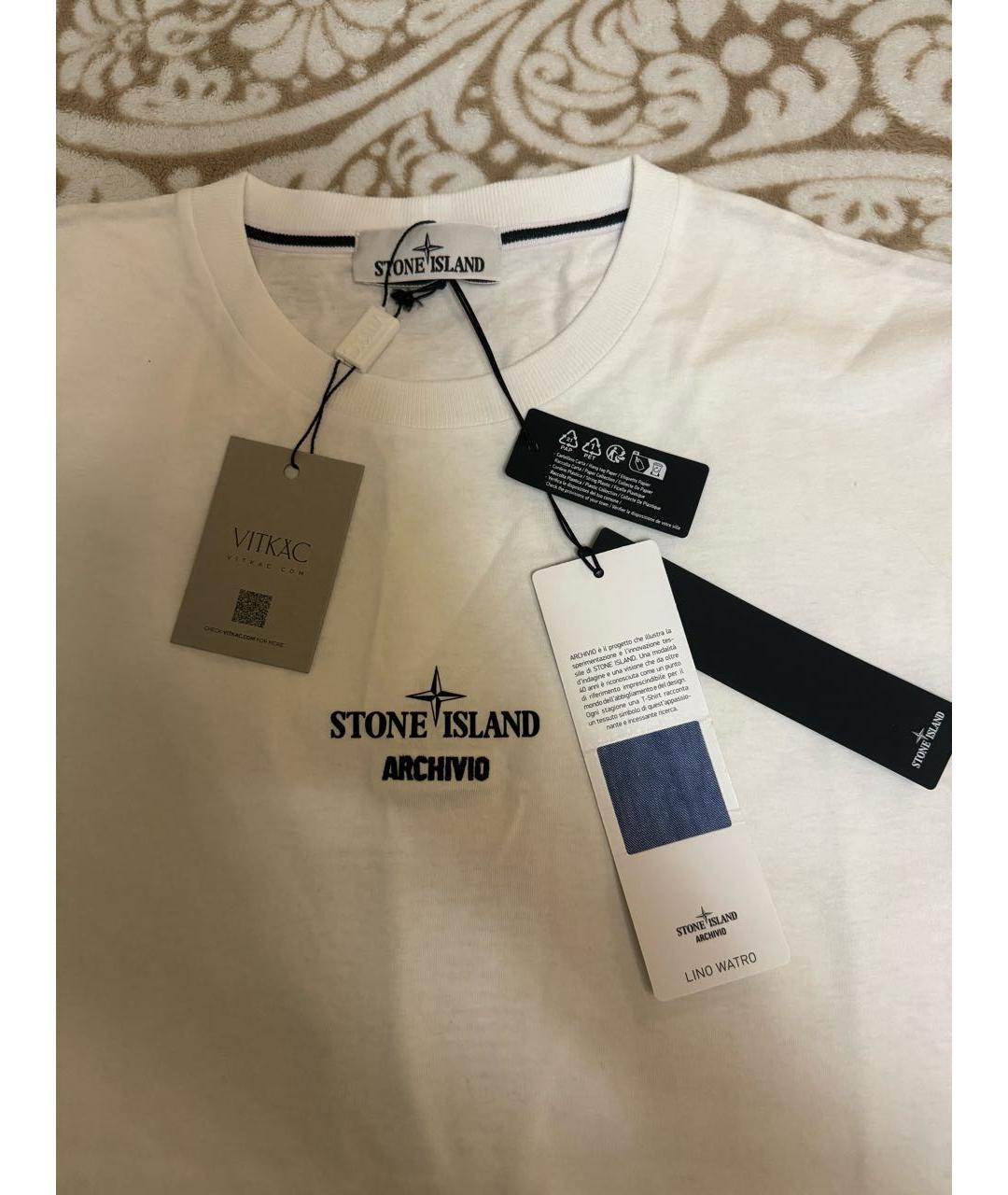 STONE ISLAND Белая хлопковая футболка, фото 3