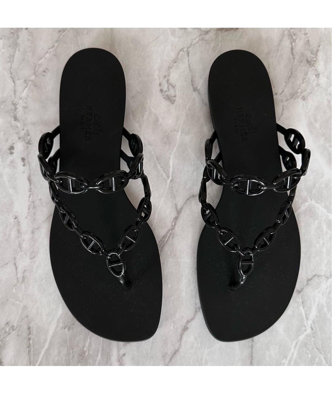 HERMES PRE-OWNED Черные резиновые сандалии, фото 3