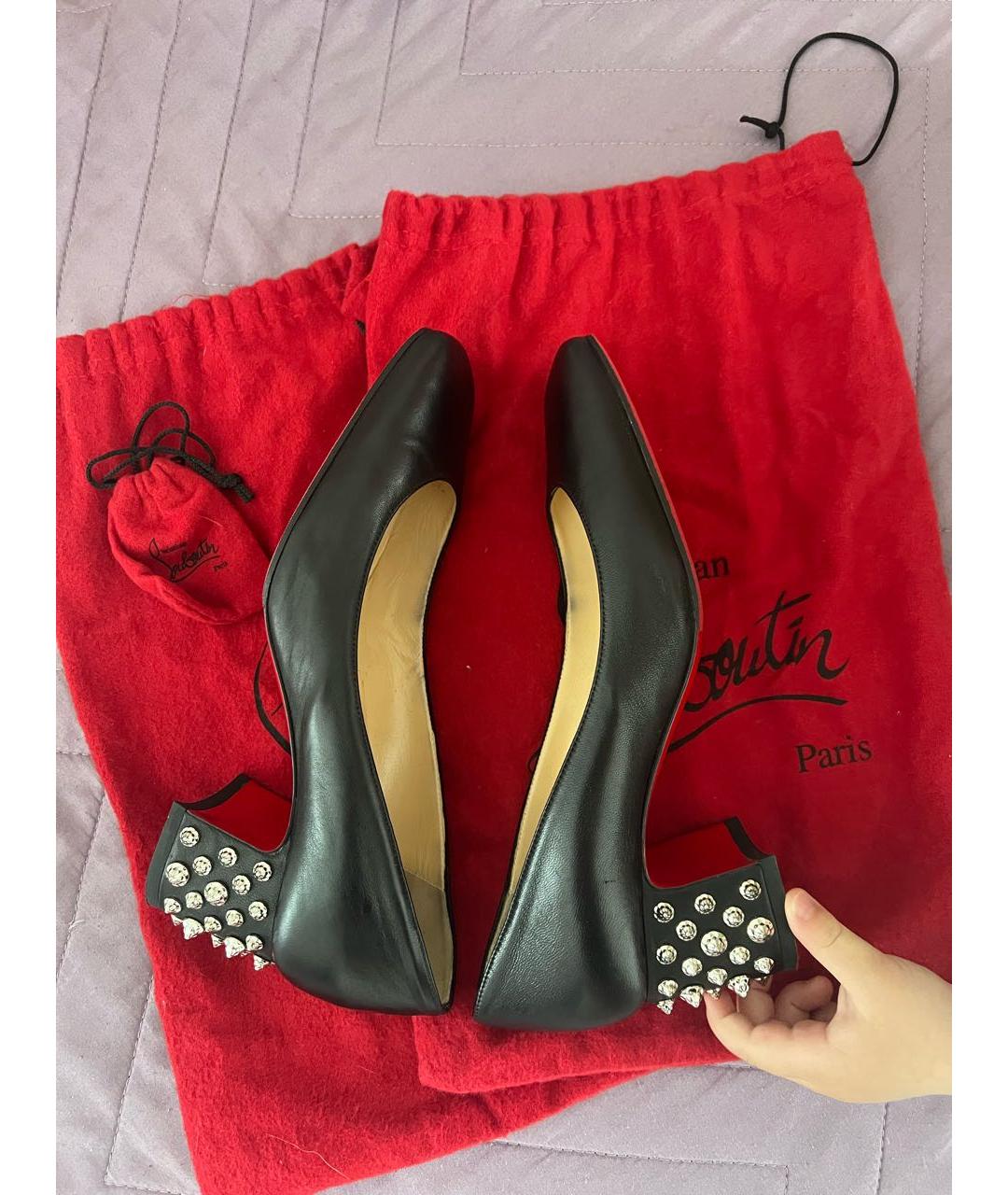 CHRISTIAN LOUBOUTIN Черные кожаные туфли, фото 6