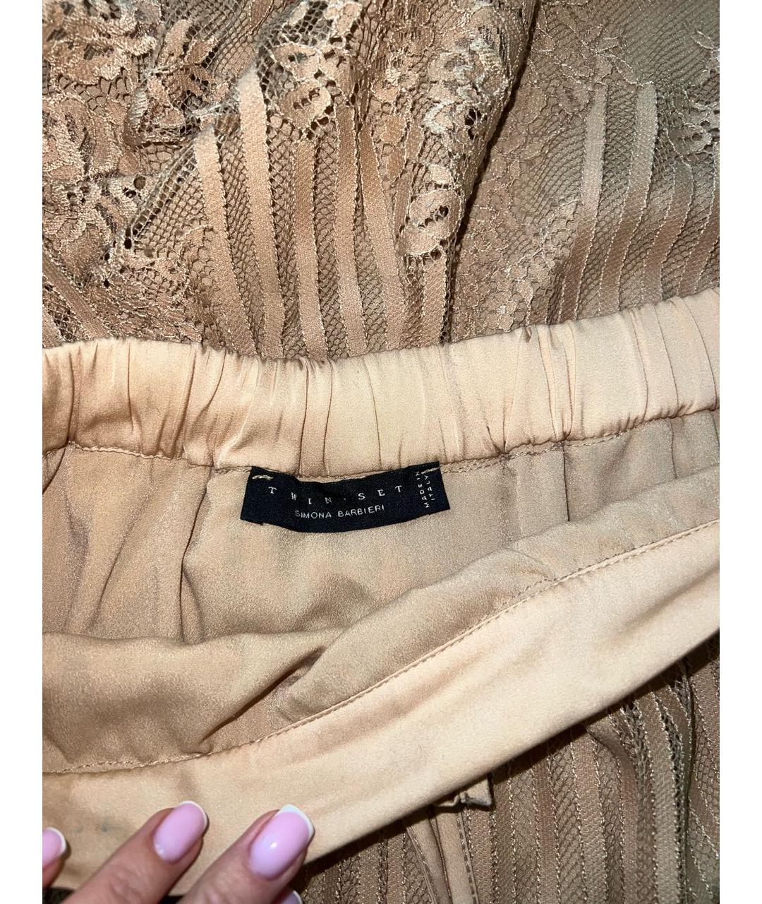 TWIN-SET Бежевая полиамидовая юбка макси, фото 4