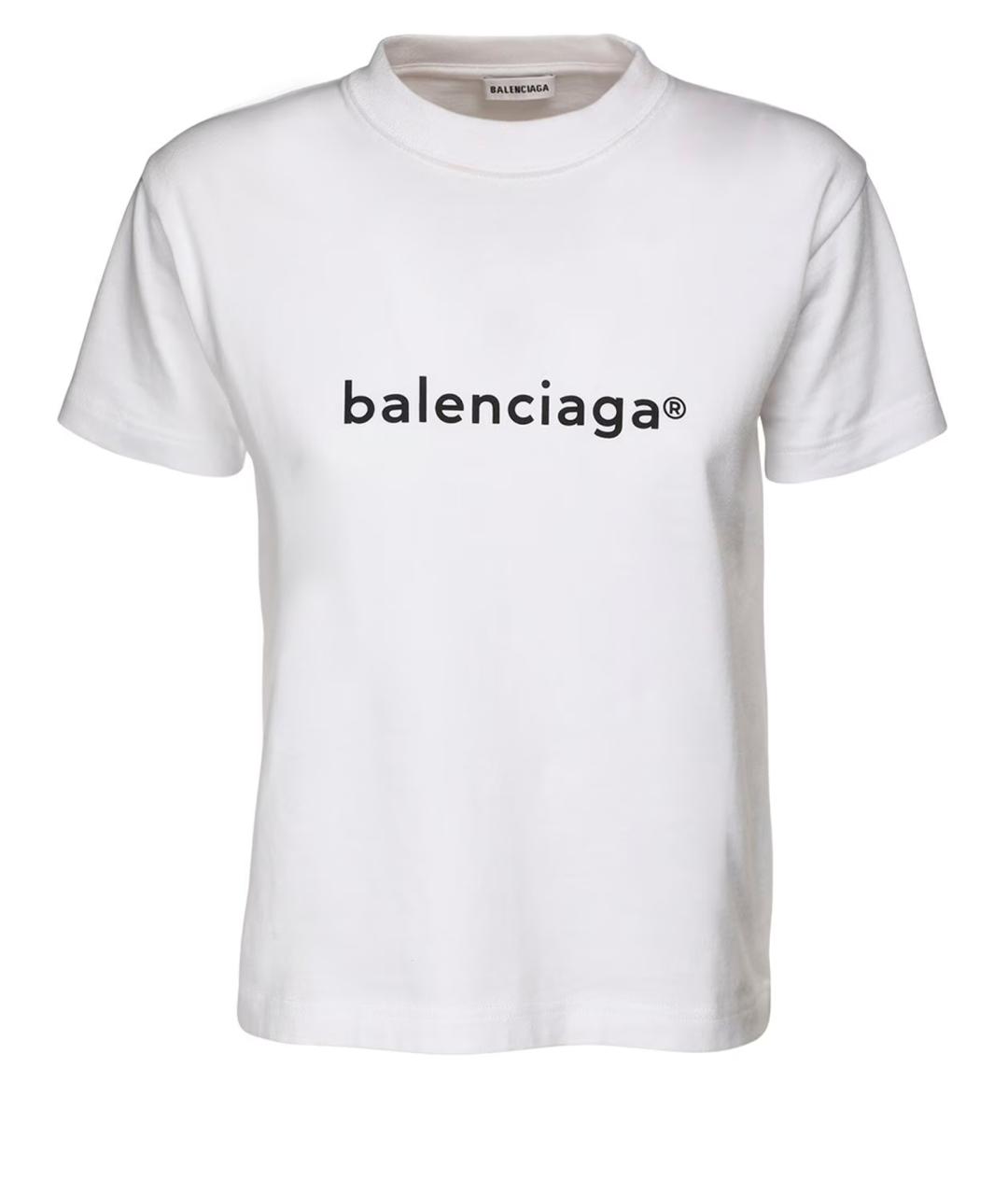 BALENCIAGA Белая хлопковая футболка, фото 1