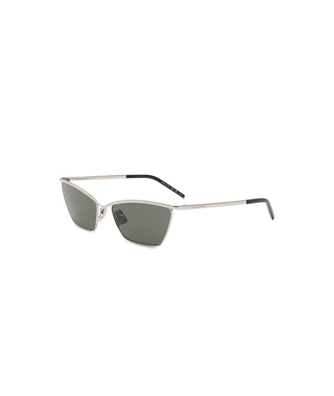 SAINT LAURENT Серебряные металлические солнцезащитные очки, фото 2