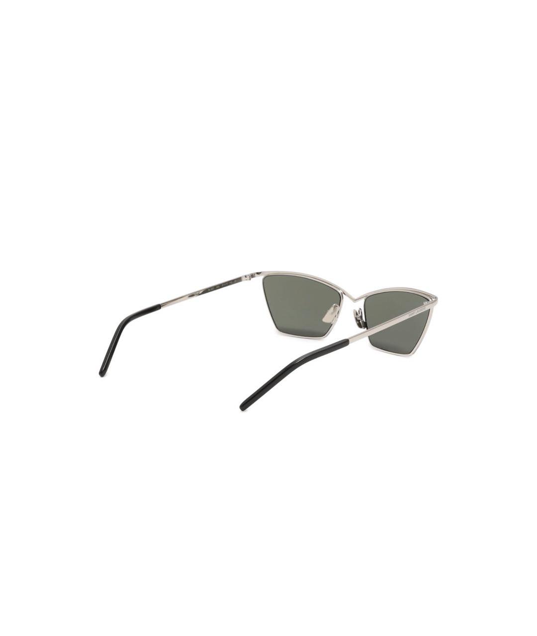 SAINT LAURENT Серебряные металлические солнцезащитные очки, фото 4