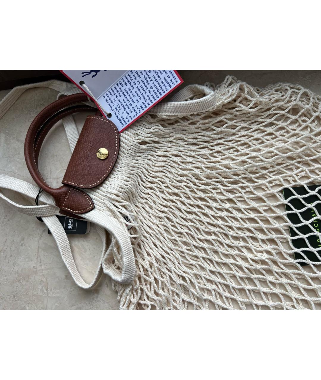 LONGCHAMP Бежевая тканевая сумка через плечо, фото 4