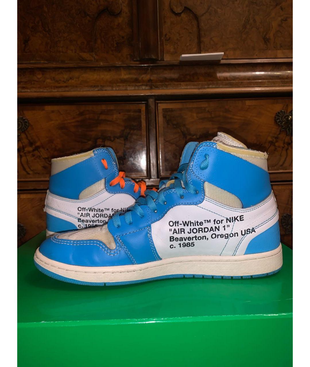 NIKE X OFF-WHITE Синие кожаные высокие кроссовки / кеды, фото 5