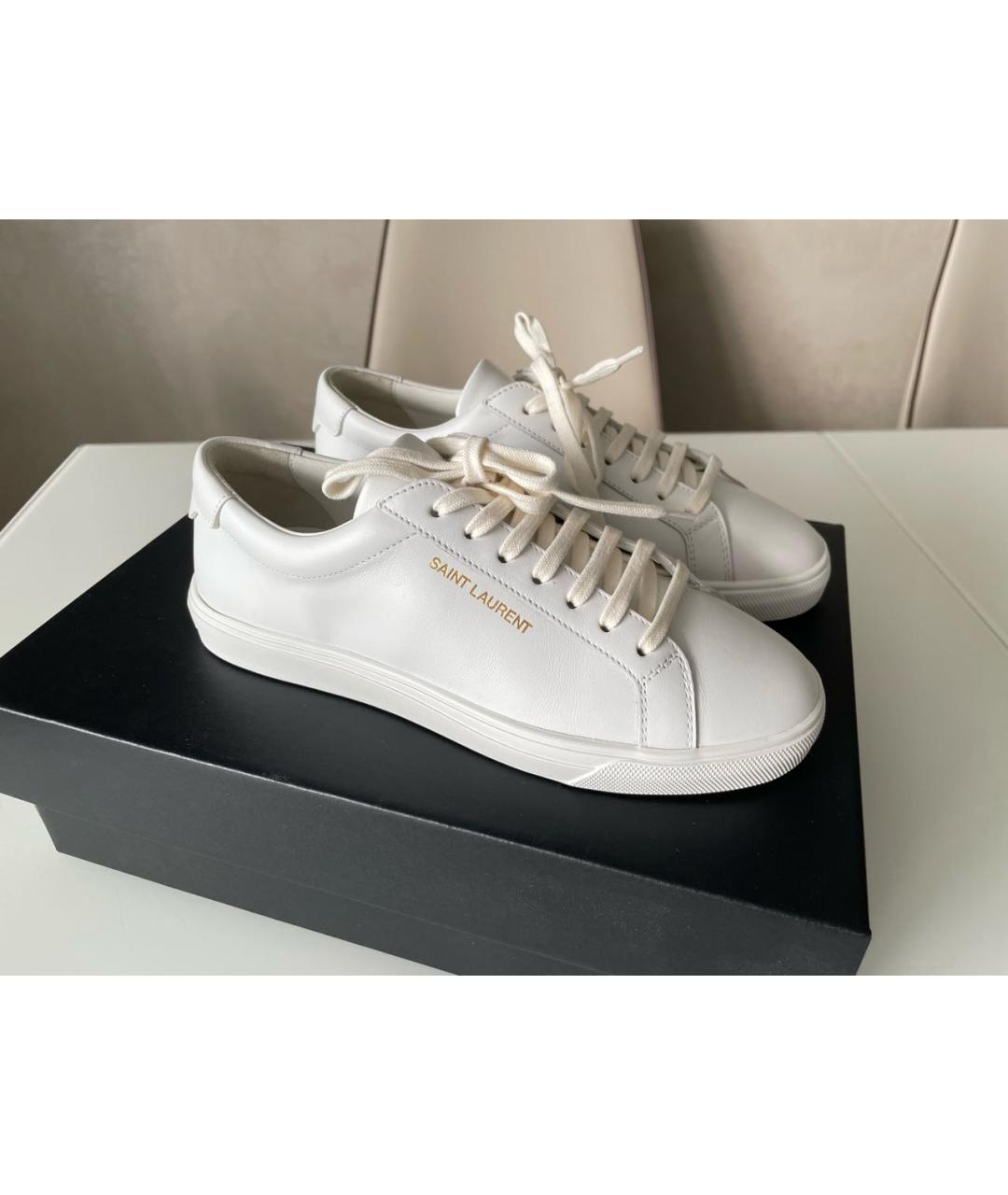 SAINT LAURENT Белые кожаные кеды, фото 9