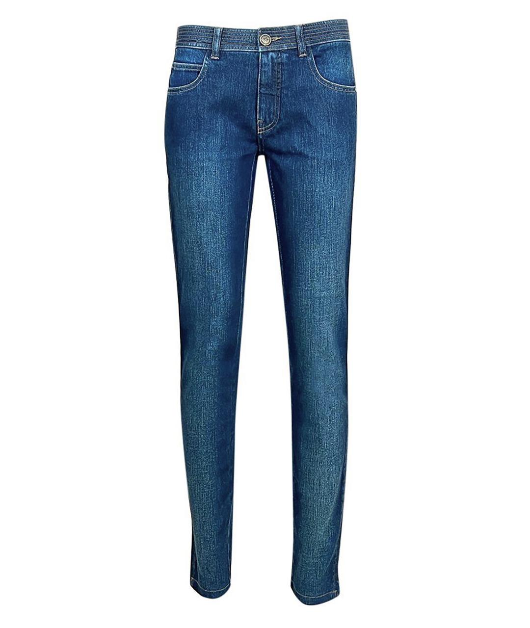 CHANEL PRE-OWNED Темно-синие хлопковые джинсы слим, фото 1