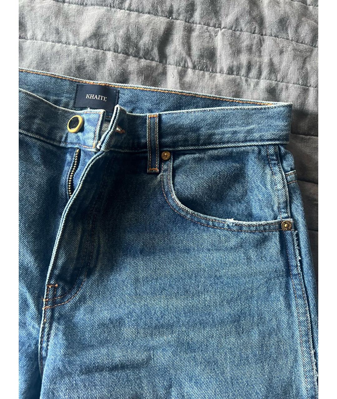 KHAITE Синие хлопковые прямые джинсы, фото 5