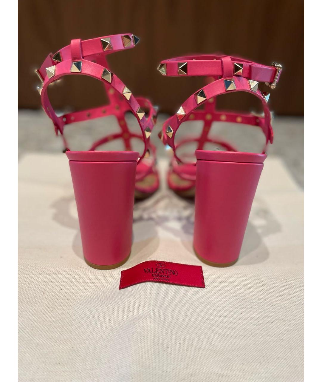 VALENTINO Розовые кожаные босоножки, фото 3