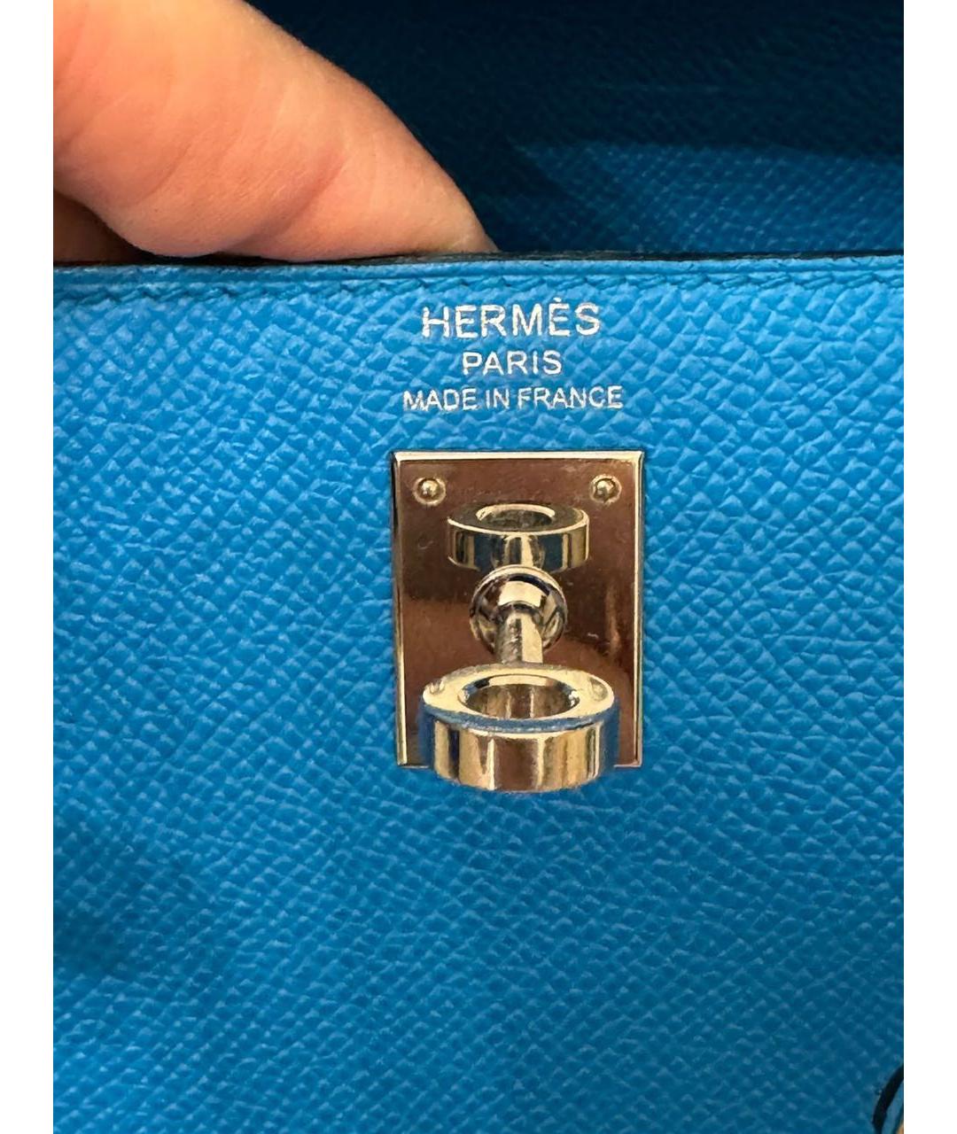 HERMES PRE-OWNED Синяя кожаная сумка с короткими ручками, фото 5
