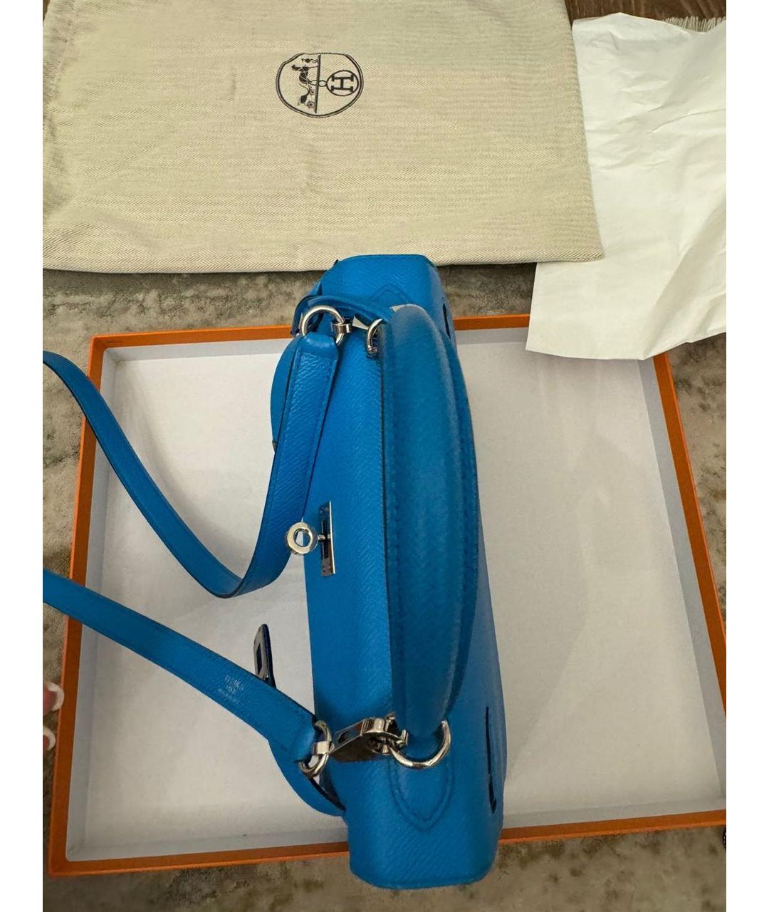 HERMES PRE-OWNED Синяя кожаная сумка с короткими ручками, фото 8