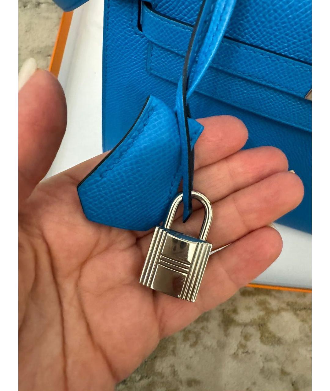 HERMES PRE-OWNED Синяя кожаная сумка с короткими ручками, фото 6