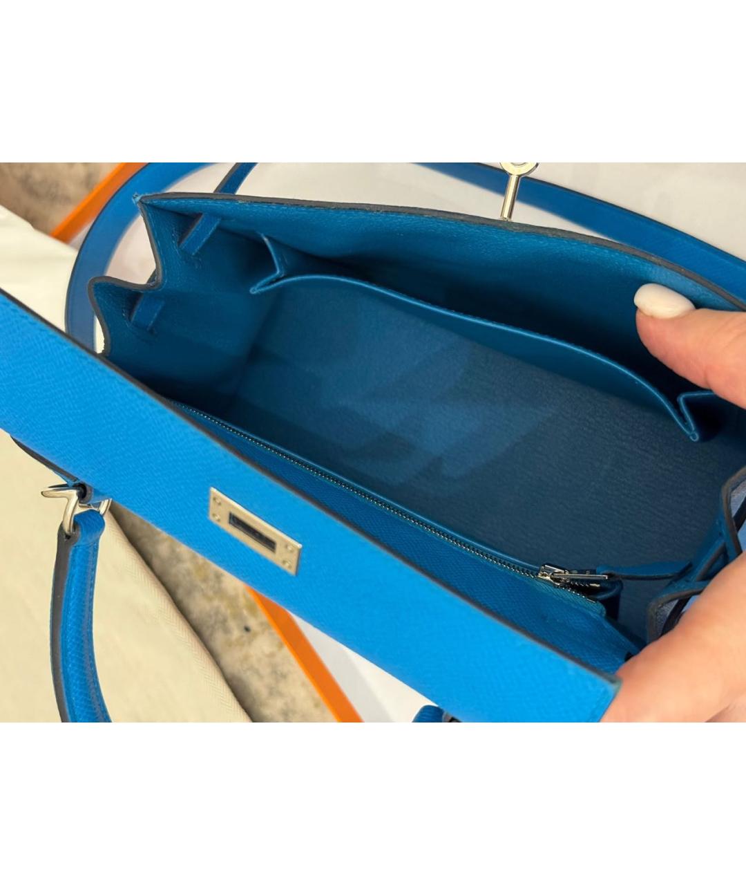 HERMES PRE-OWNED Синяя кожаная сумка с короткими ручками, фото 4