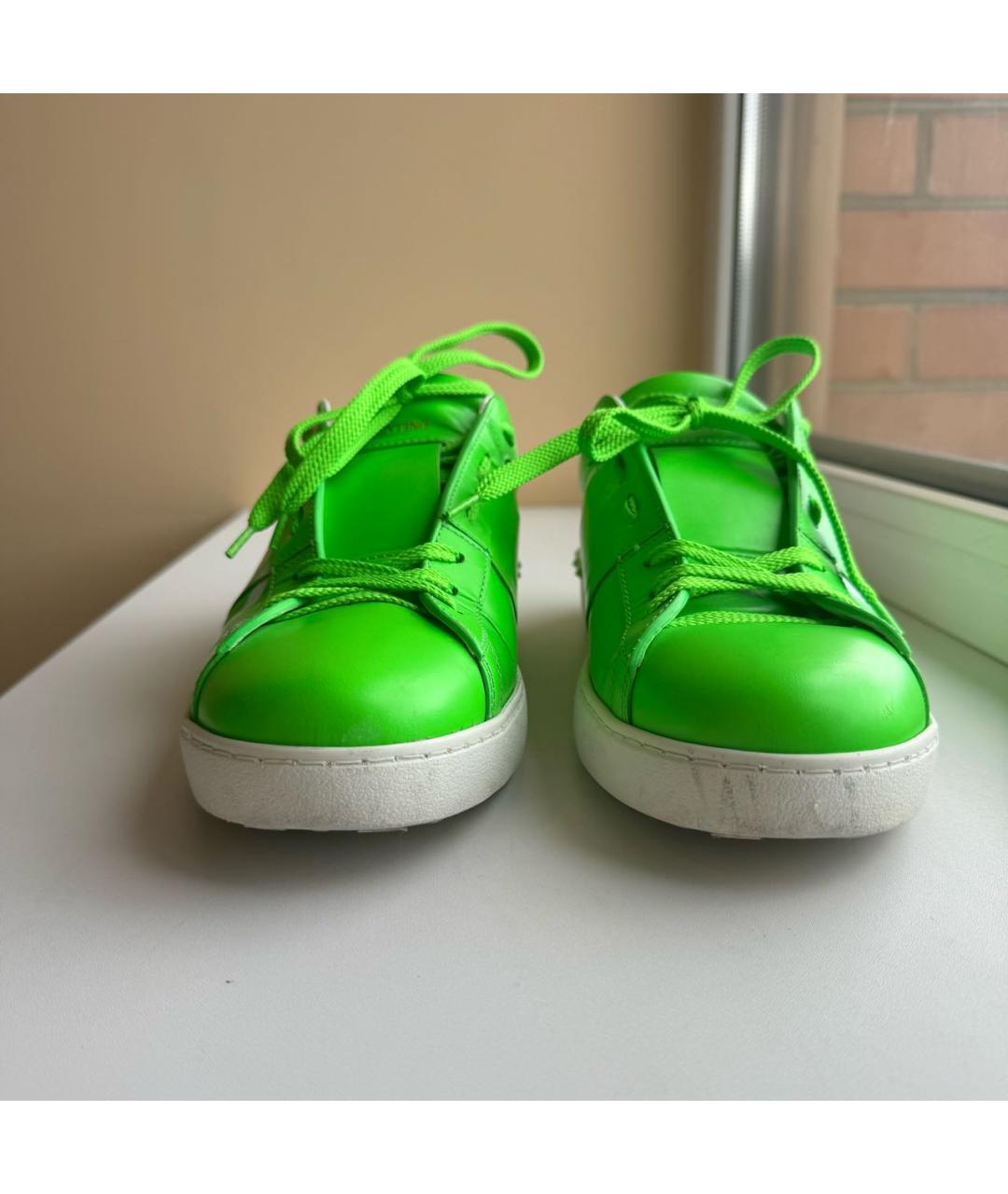 VALENTINO Зеленые кожаные низкие кроссовки / кеды, фото 7