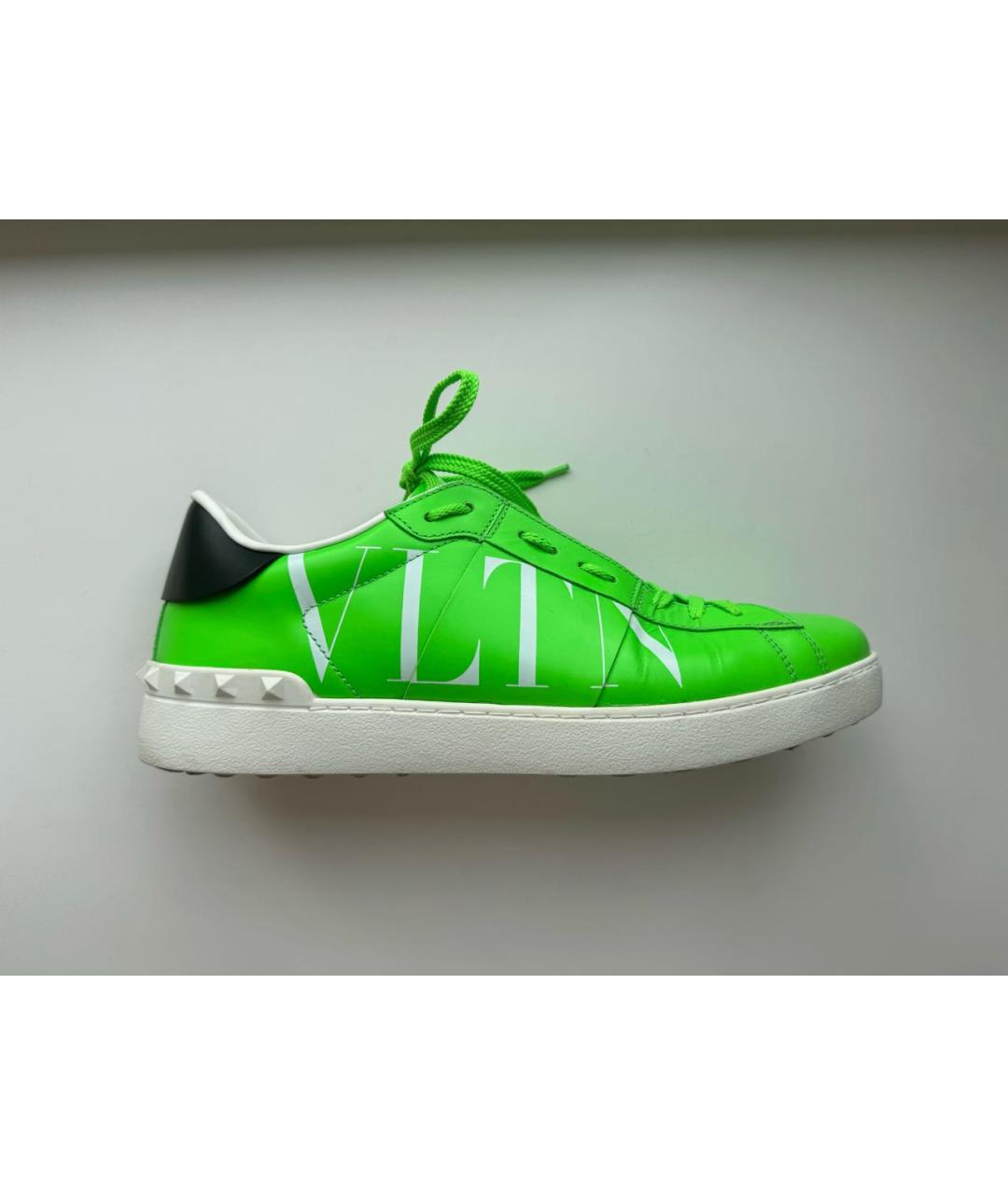 VALENTINO Зеленые кожаные низкие кроссовки / кеды, фото 8