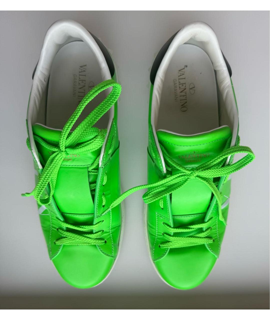 VALENTINO Зеленые кожаные низкие кроссовки / кеды, фото 2