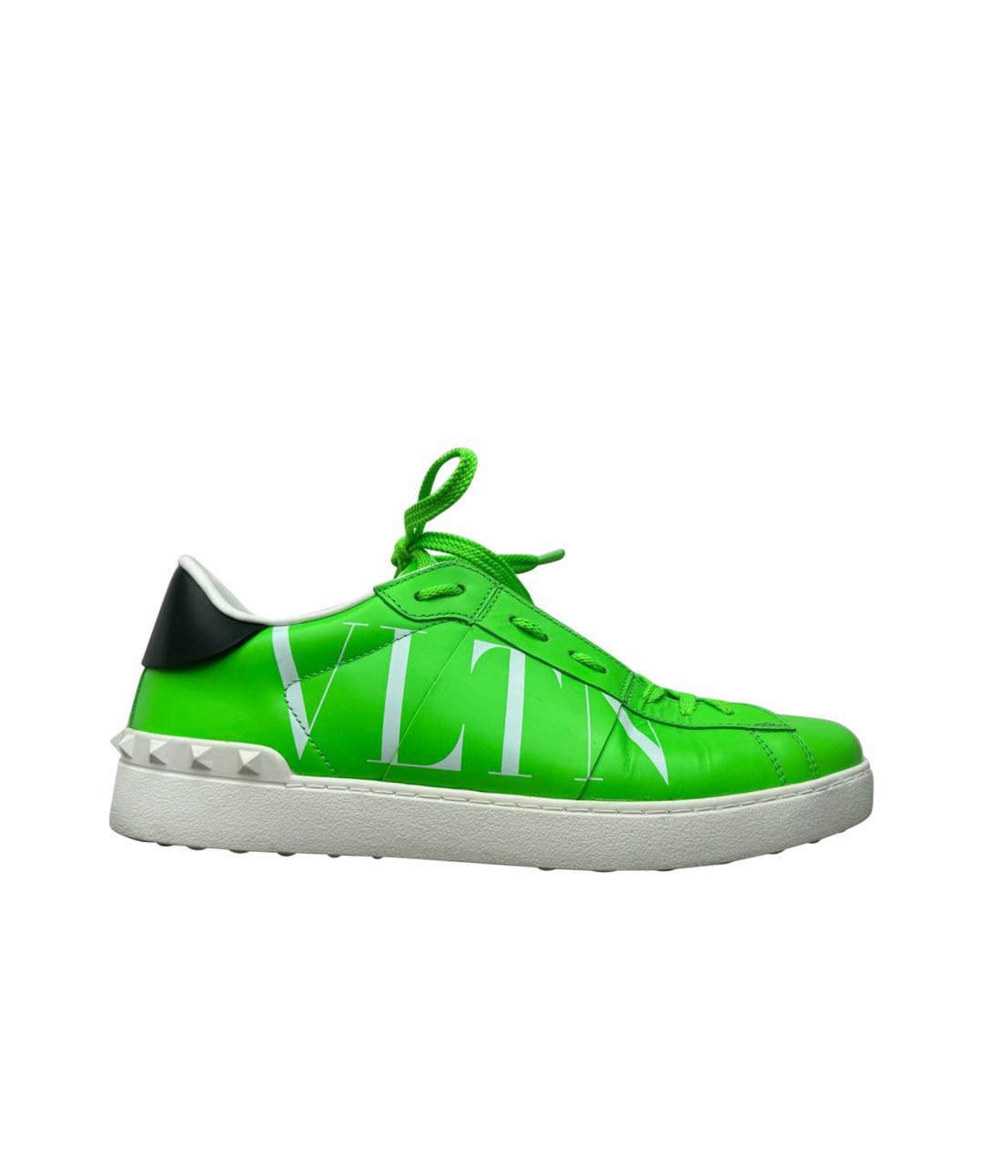 VALENTINO Зеленые кожаные низкие кроссовки / кеды, фото 1