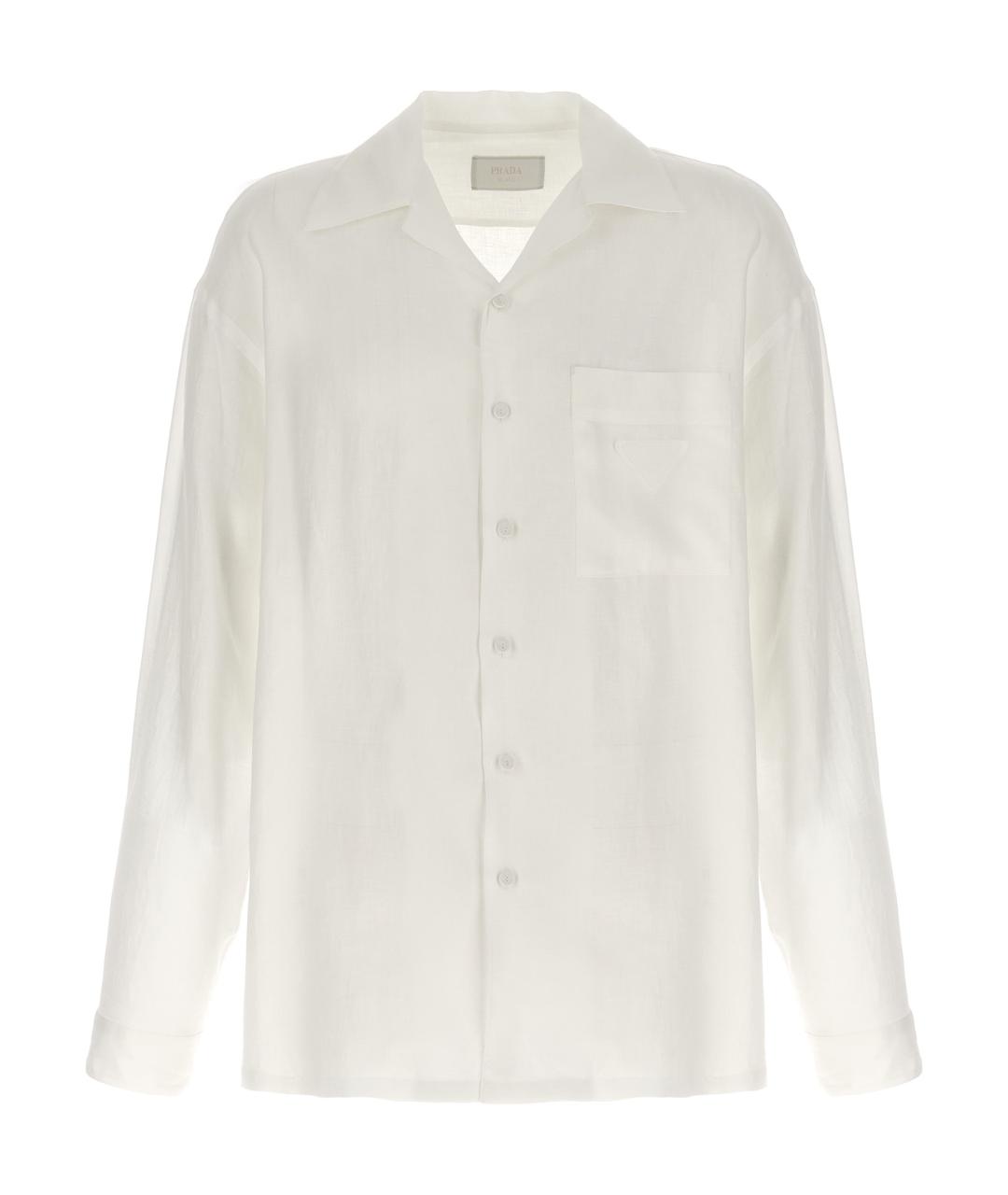 PRADA Белая льняная кэжуал рубашка, фото 1