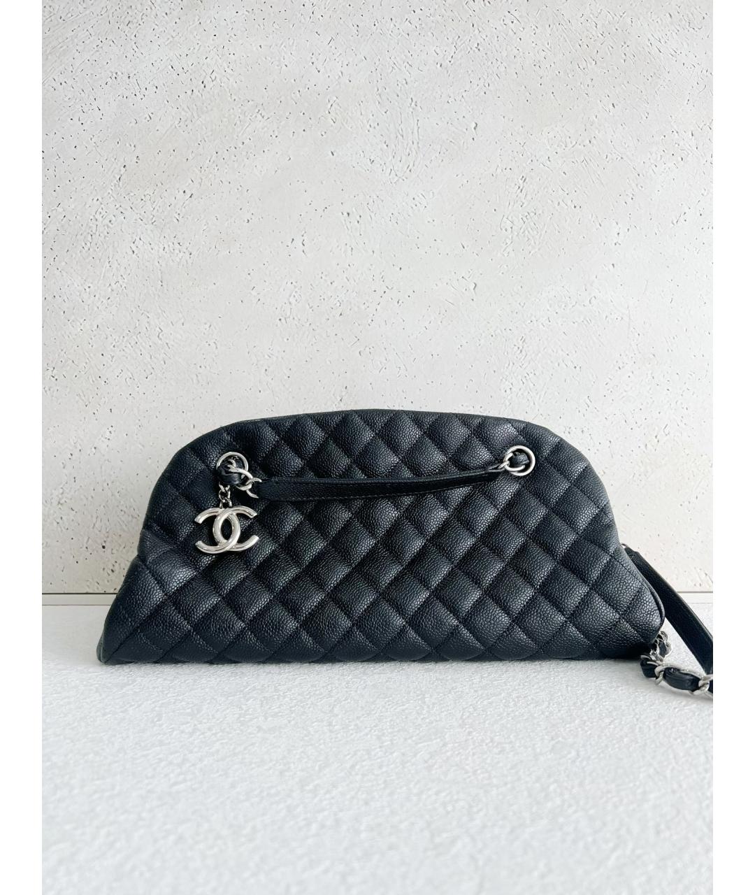 CHANEL PRE-OWNED Черная кожаная сумка с короткими ручками, фото 7