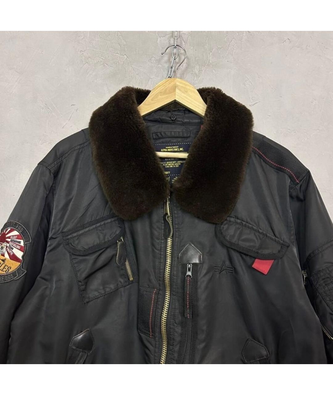 ALPHA INDUSTRIES Черная синтетическая куртка, фото 2