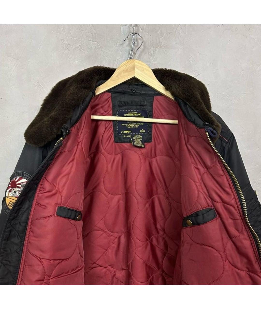 ALPHA INDUSTRIES Черная синтетическая куртка, фото 4