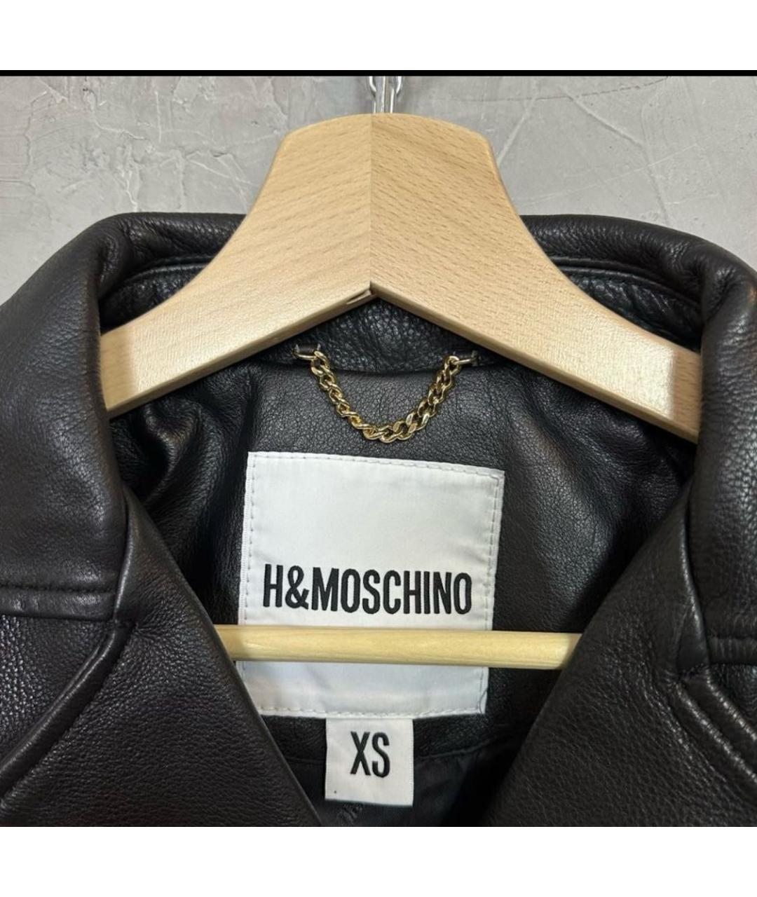 MOSCHINO Черная кожаная куртка, фото 5