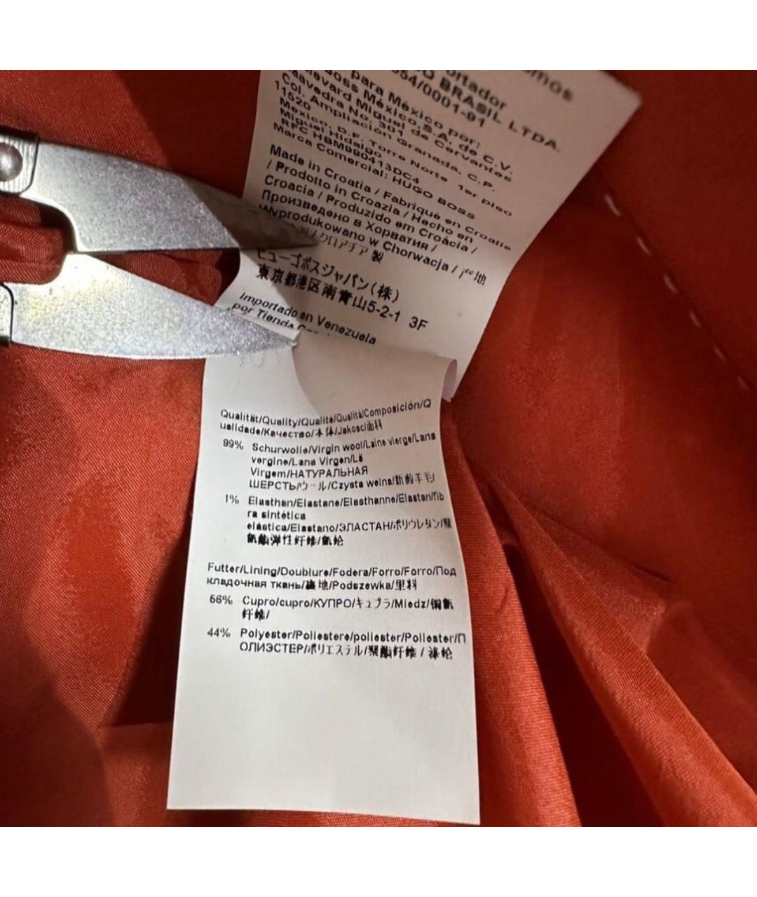 HUGO BOSS Оранжевый шерстяной жакет/пиджак, фото 6