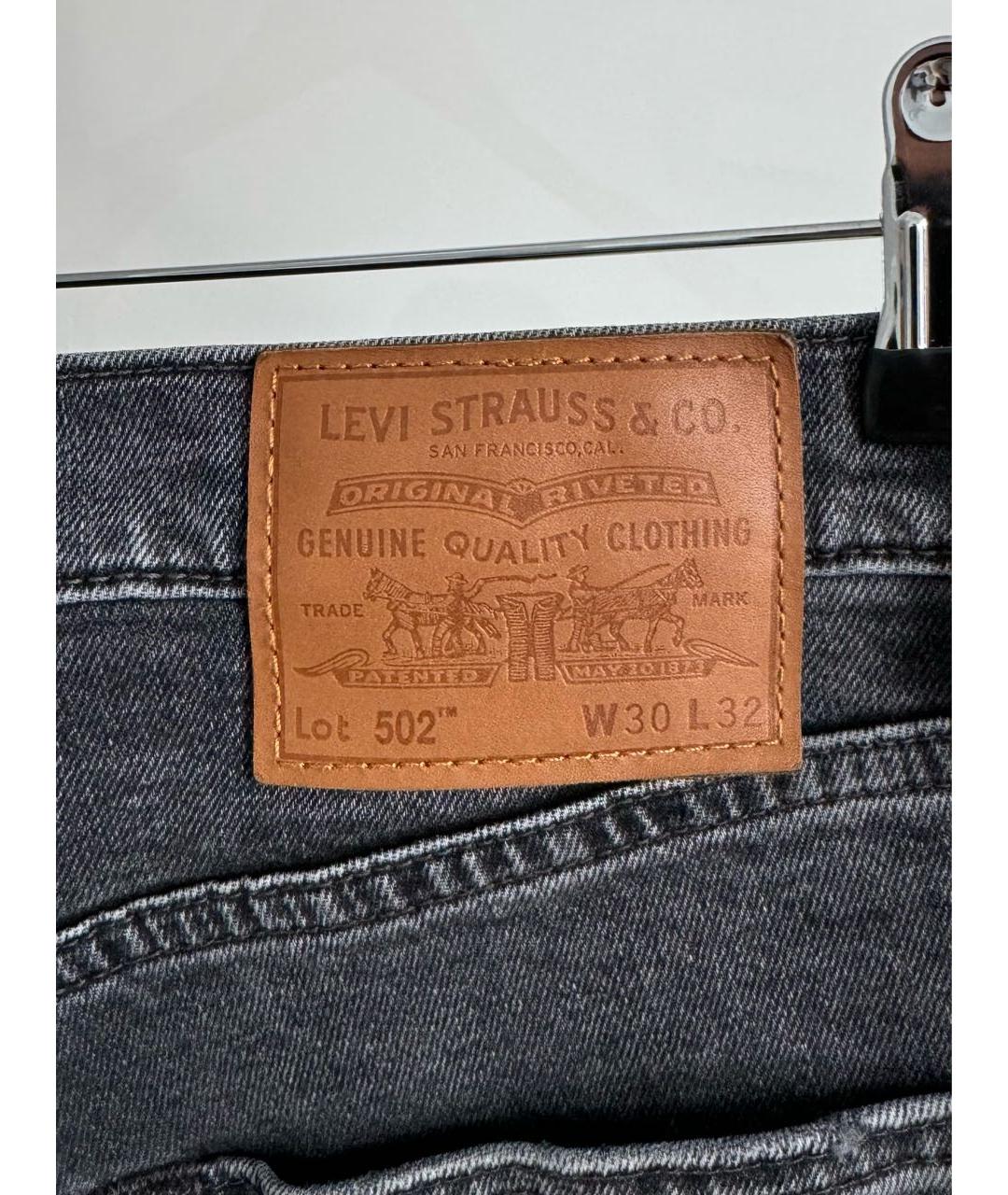 LEVI'S Серые хлопко-эластановые прямые джинсы, фото 3