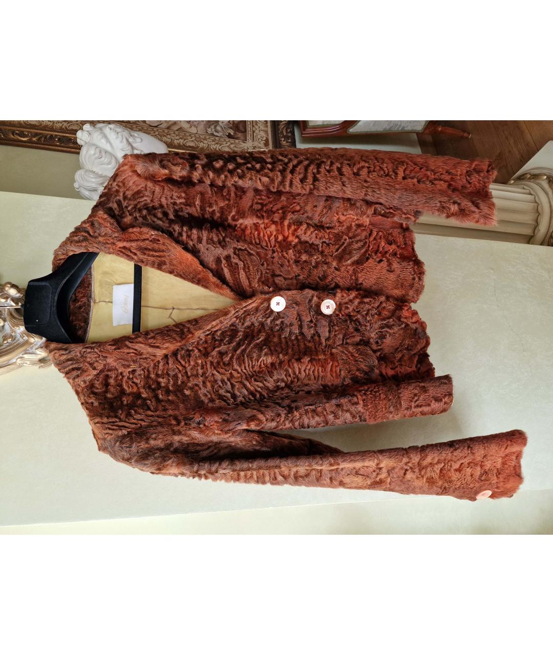 BRIONI Оранжевый меховой жакет/пиджак, фото 4