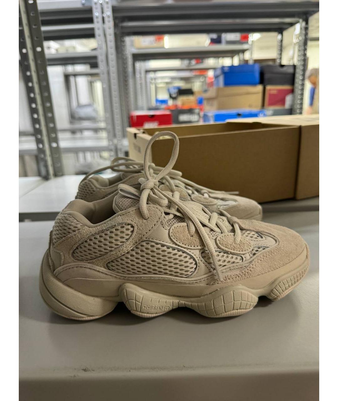 ADIDAS YEEZY Бежевые замшевые кроссовки, фото 6