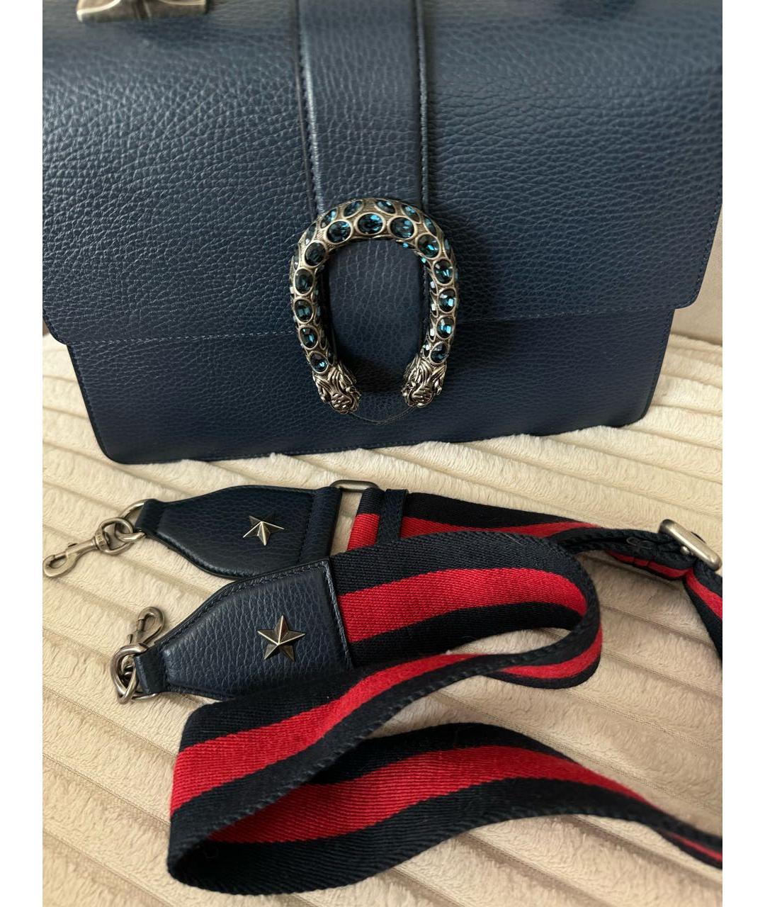 GUCCI Темно-синяя кожаная сумка с короткими ручками, фото 4