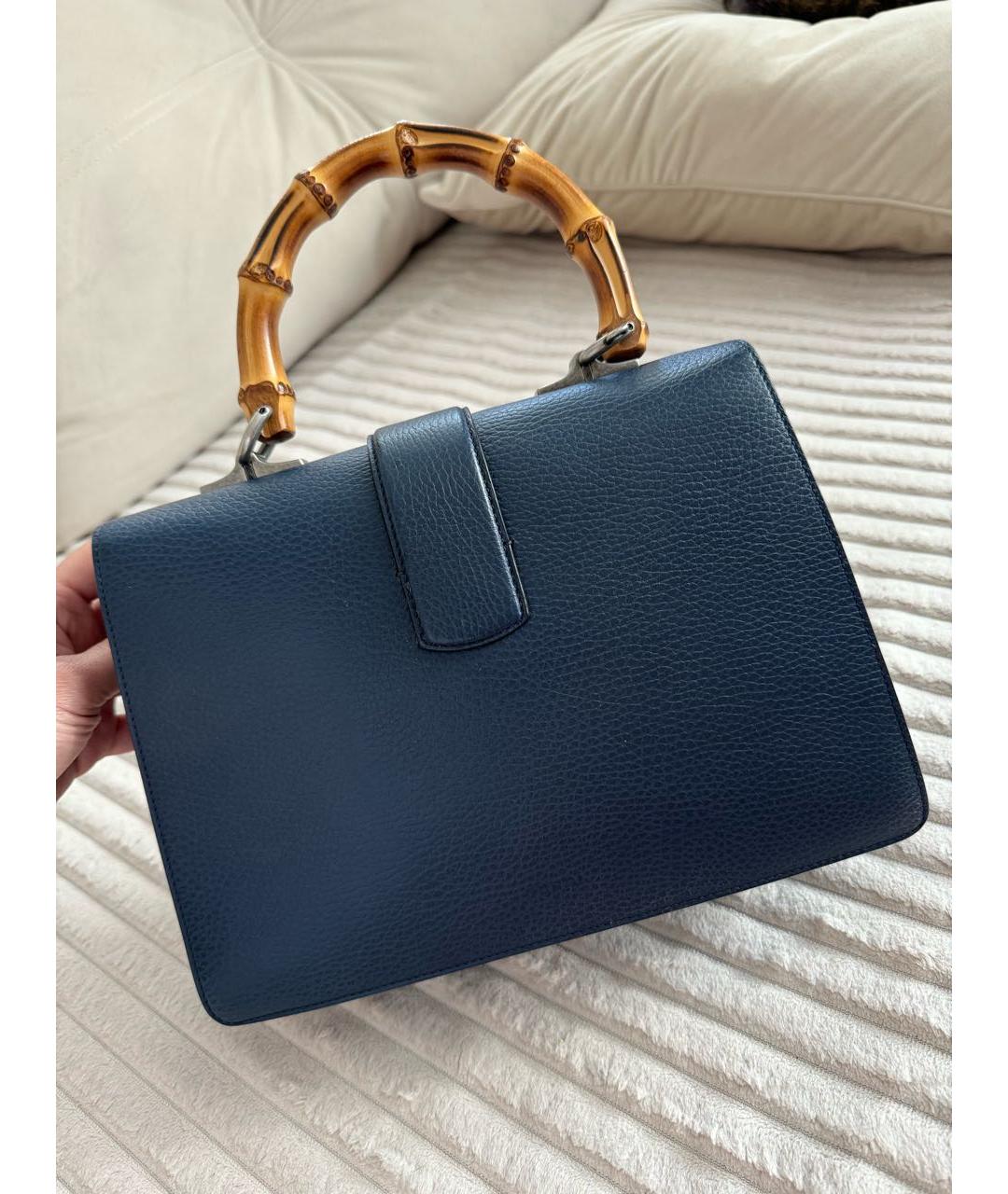 GUCCI Темно-синяя кожаная сумка с короткими ручками, фото 2