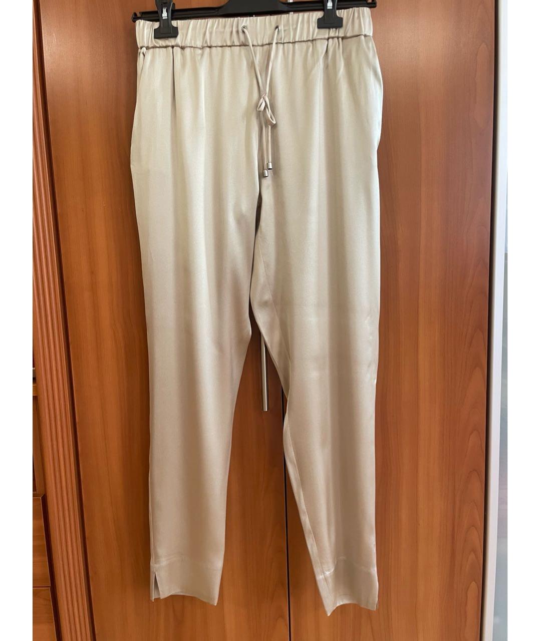 FABIANA FILIPPI Бежевые шелковые прямые брюки, фото 9