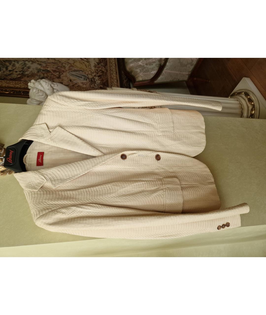 BRIONI Бежевый кожаный жакет/пиджак, фото 4