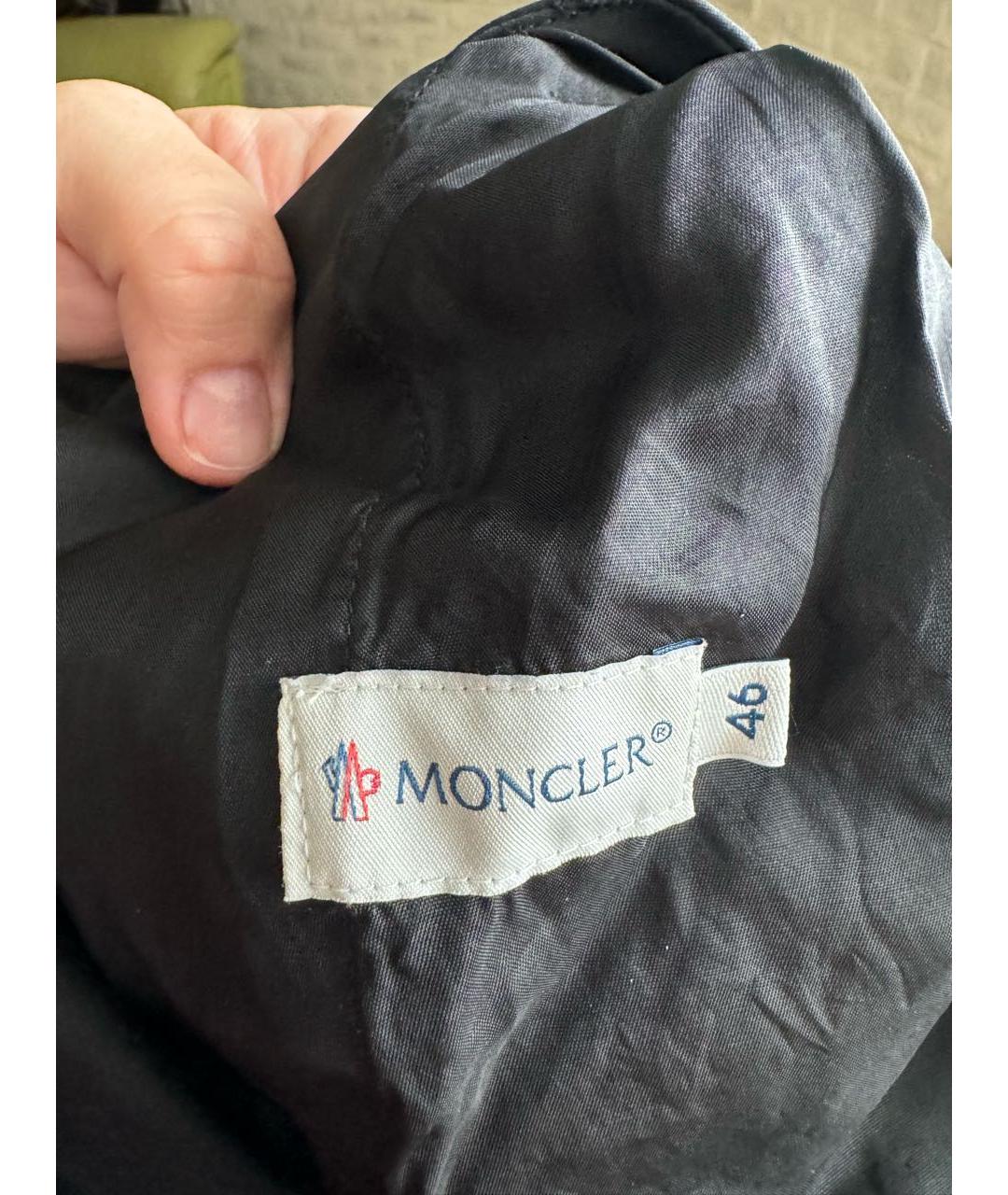 MONCLER Черные хлопко-эластановые прямые брюки, фото 7