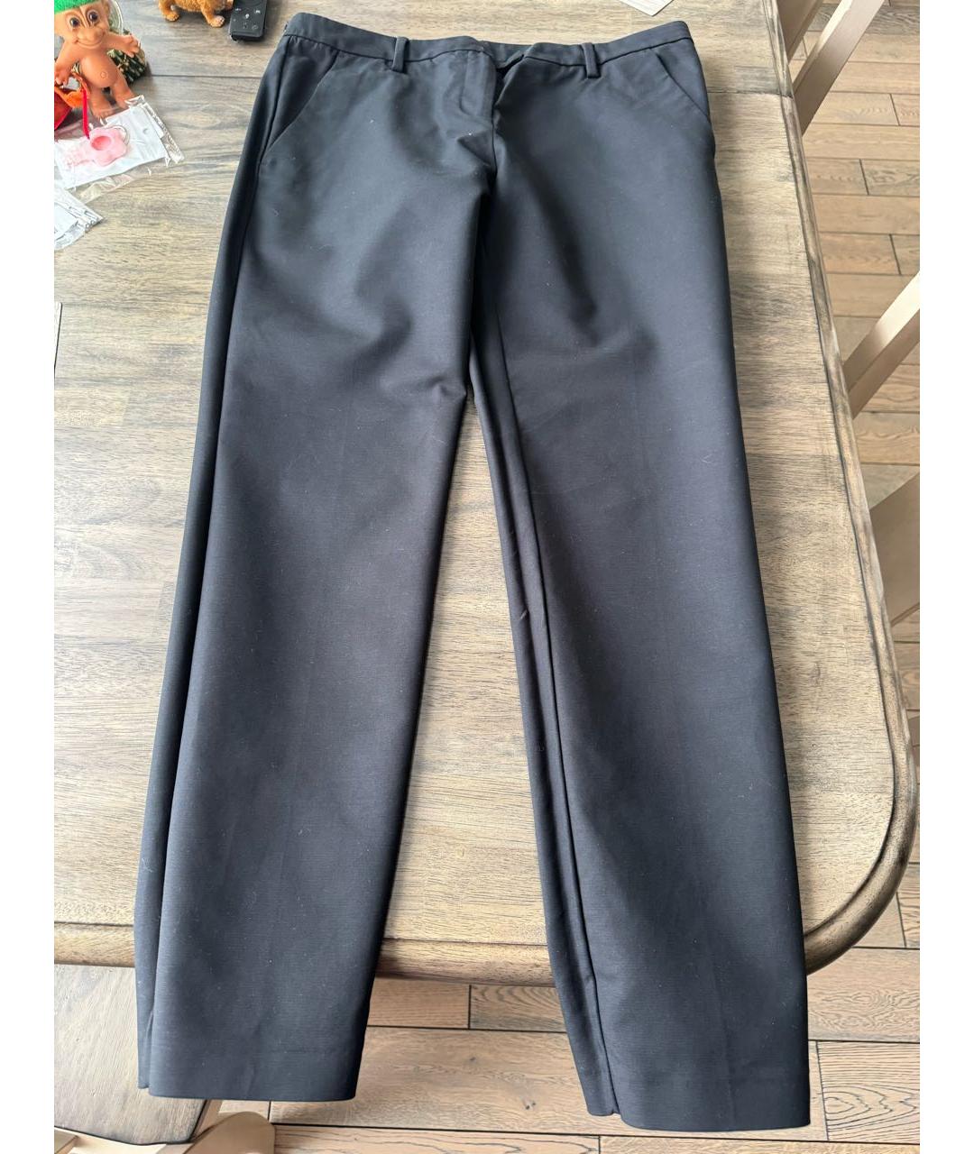 MONCLER Черные хлопко-эластановые прямые брюки, фото 9