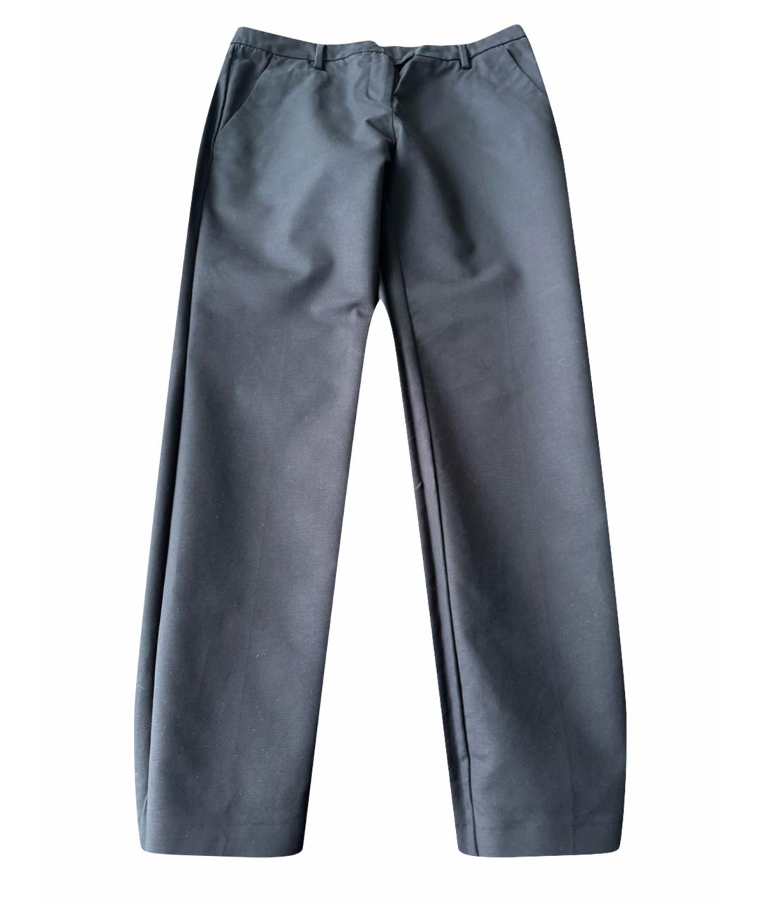 MONCLER Черные хлопко-эластановые прямые брюки, фото 1