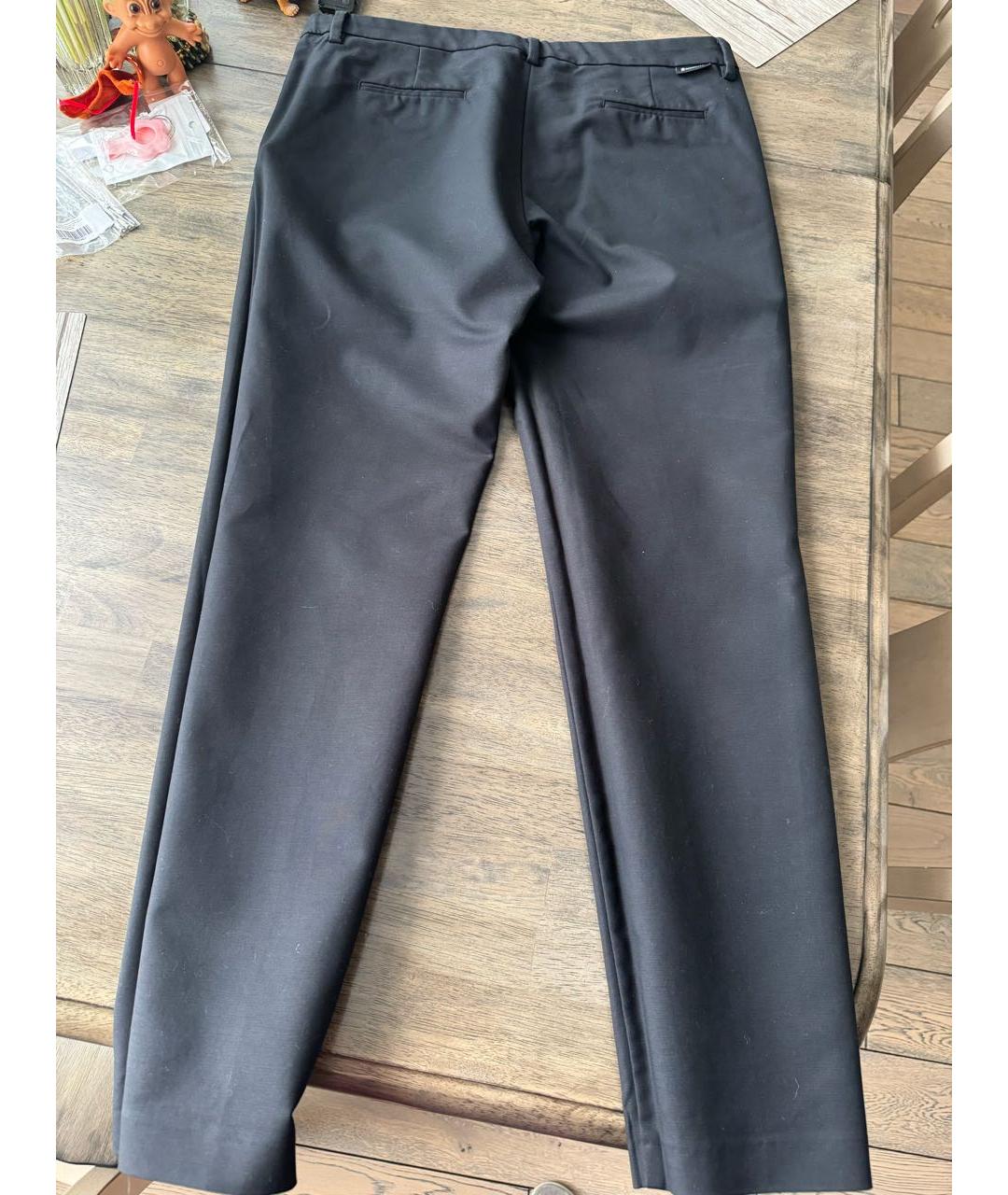 MONCLER Черные хлопко-эластановые прямые брюки, фото 2