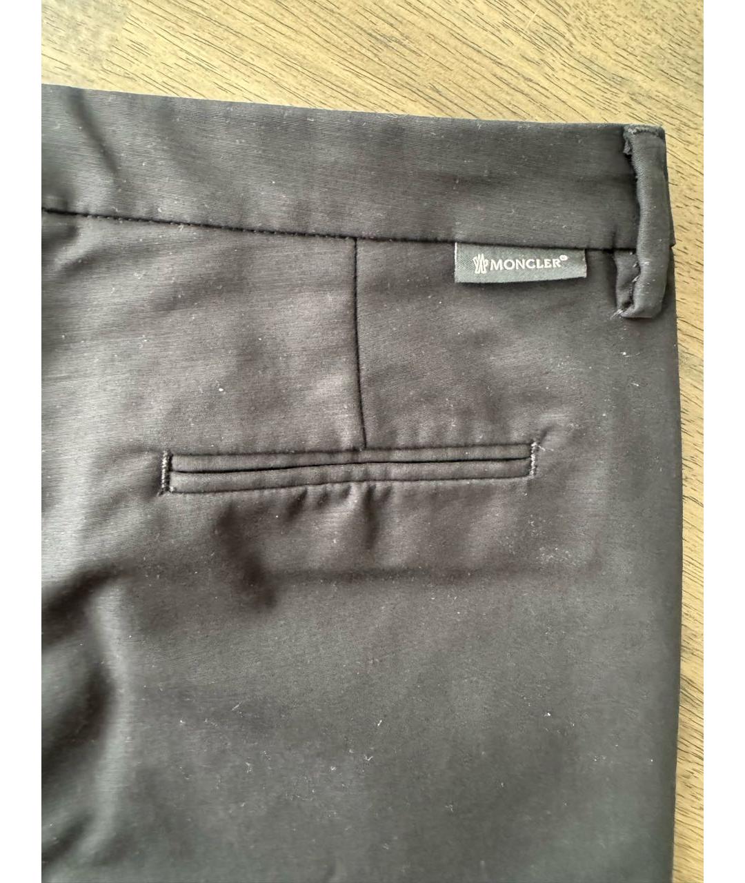 MONCLER Черные хлопко-эластановые прямые брюки, фото 3