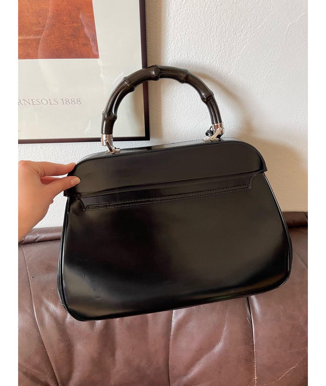 GUCCI Черная кожаная сумка с короткими ручками, фото 5