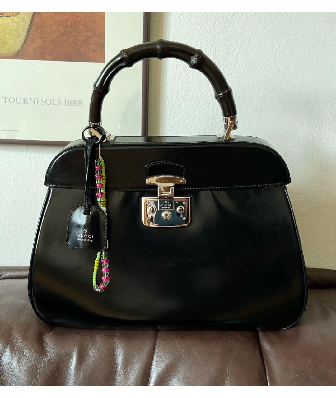 GUCCI Черная кожаная сумка с короткими ручками, фото 2