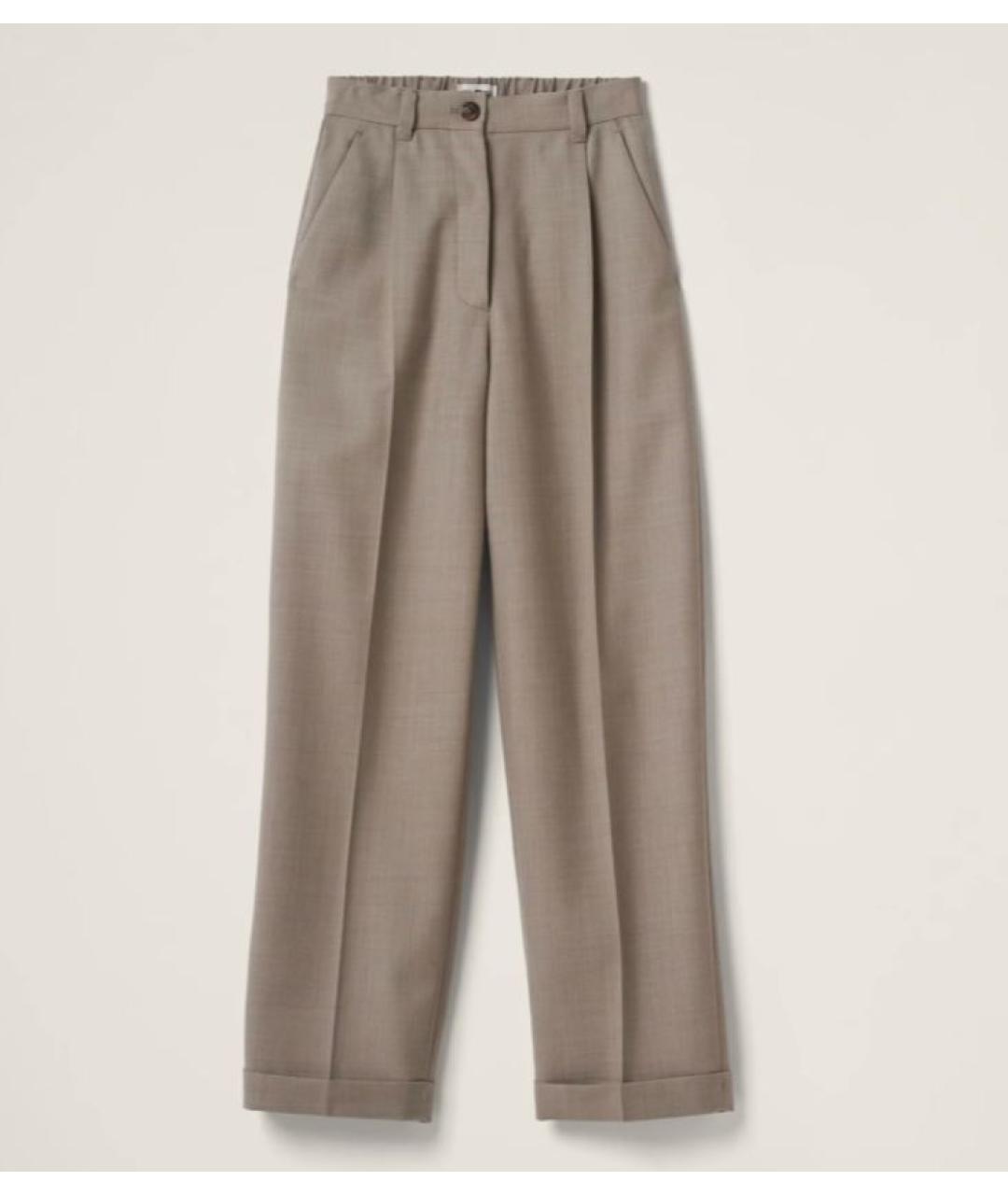 MIU MIU Бежевые шерстяные прямые брюки, фото 7