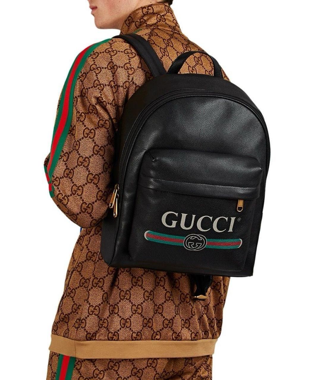 GUCCI Черный кожаный рюкзак, фото 5