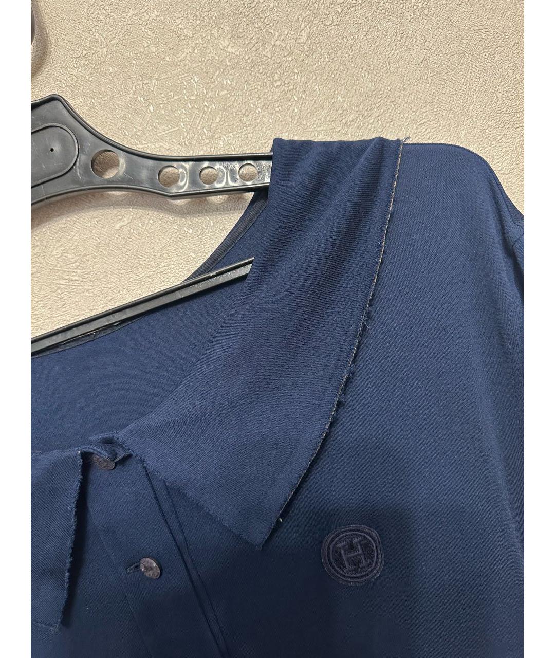 HERMES PRE-OWNED Темно-синяя вискозная футболка, фото 5