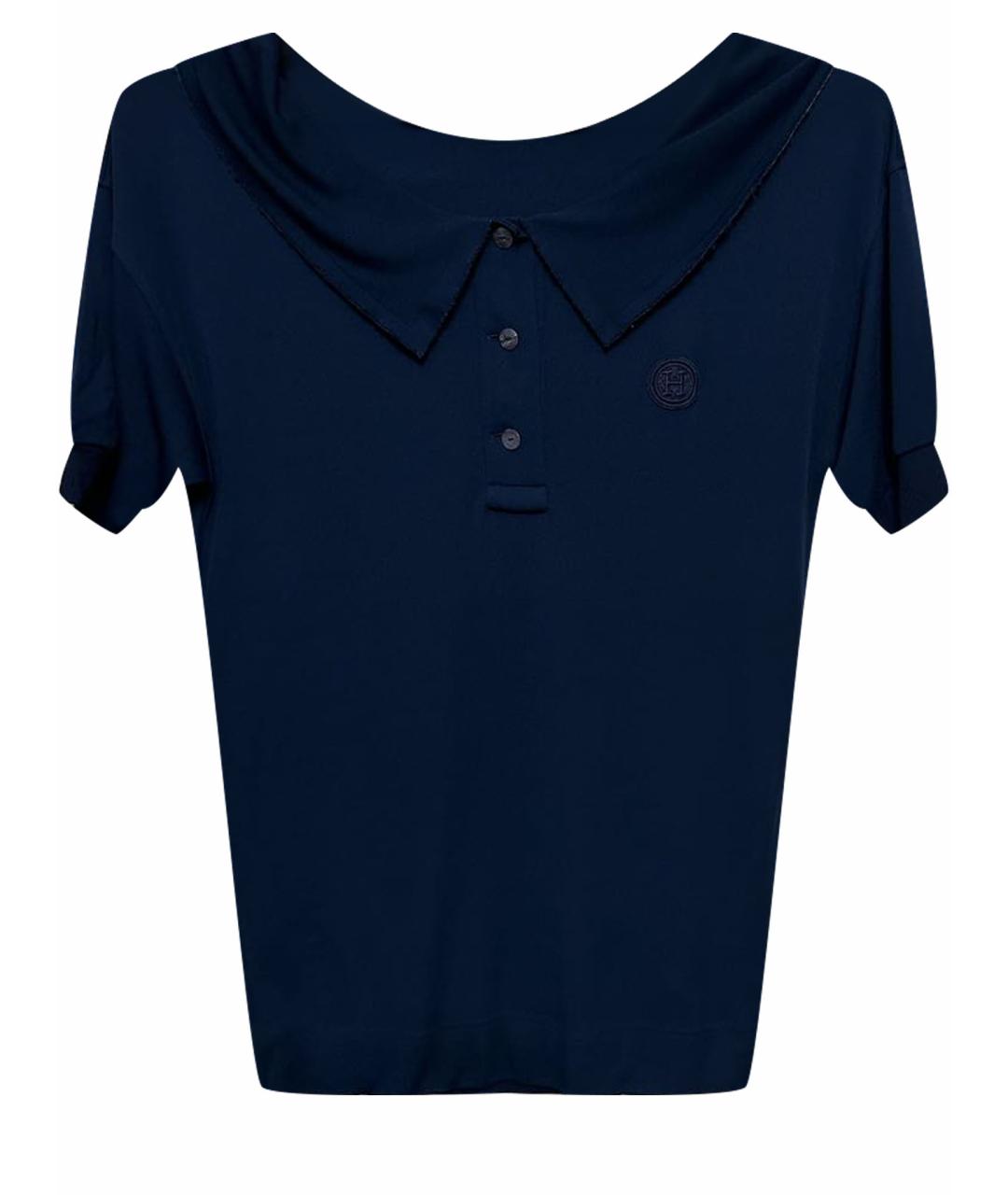 HERMES PRE-OWNED Темно-синяя вискозная футболка, фото 1
