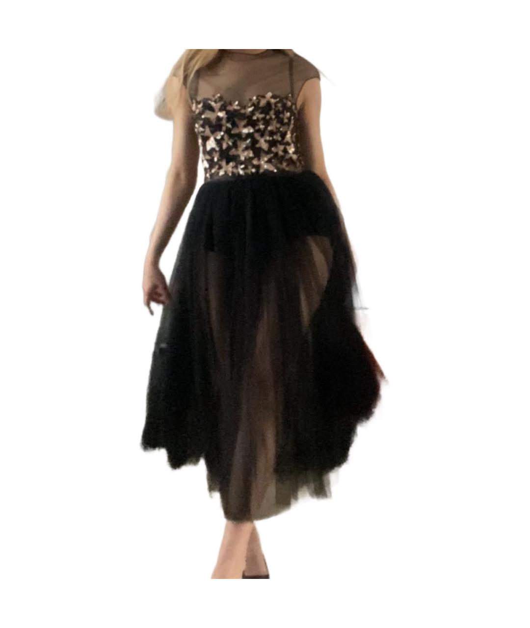 ELISABETTA FRANCHI Черное полиамидовое коктейльное платье, фото 8