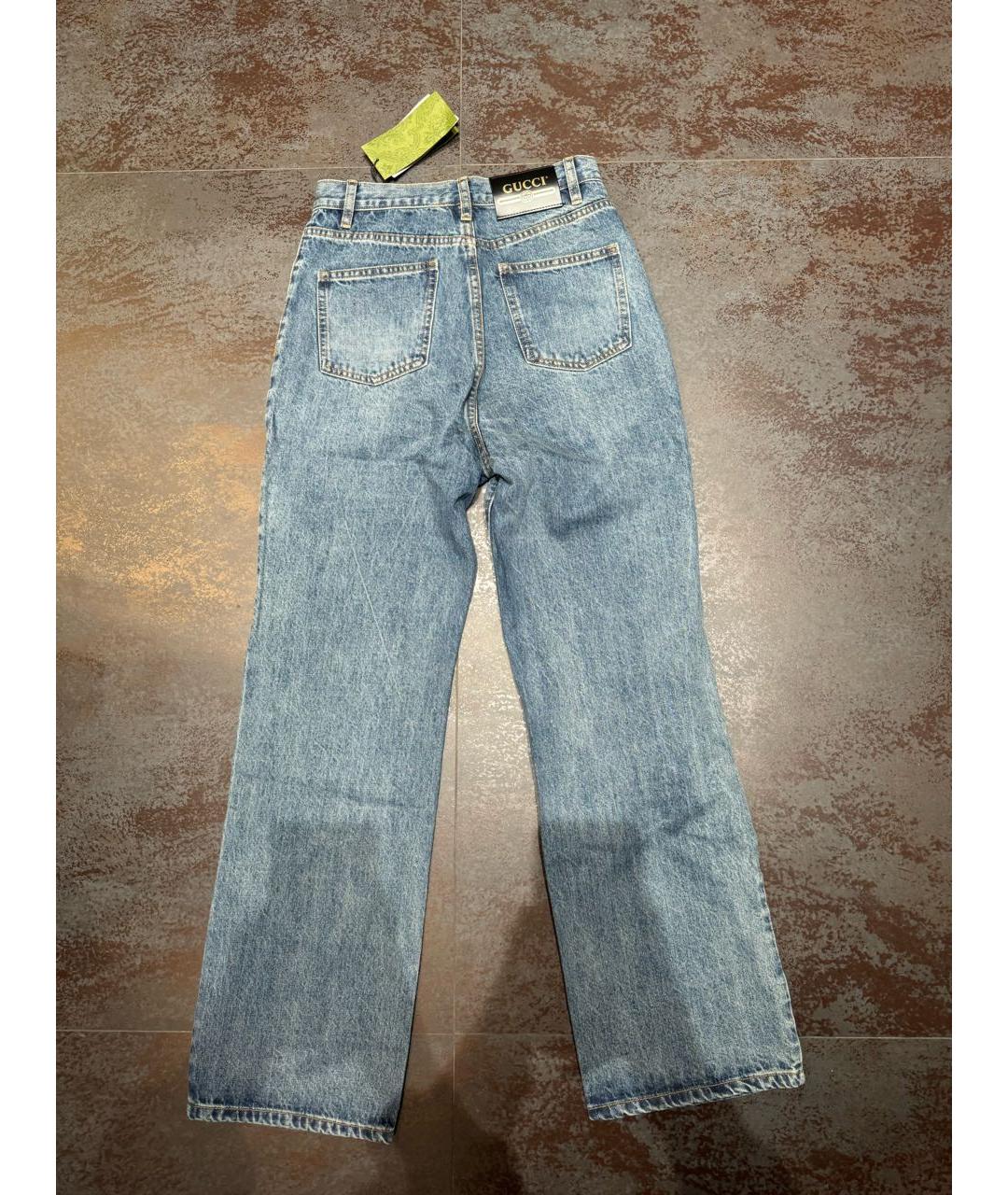 GUCCI Голубые хлопковые джинсы клеш, фото 4