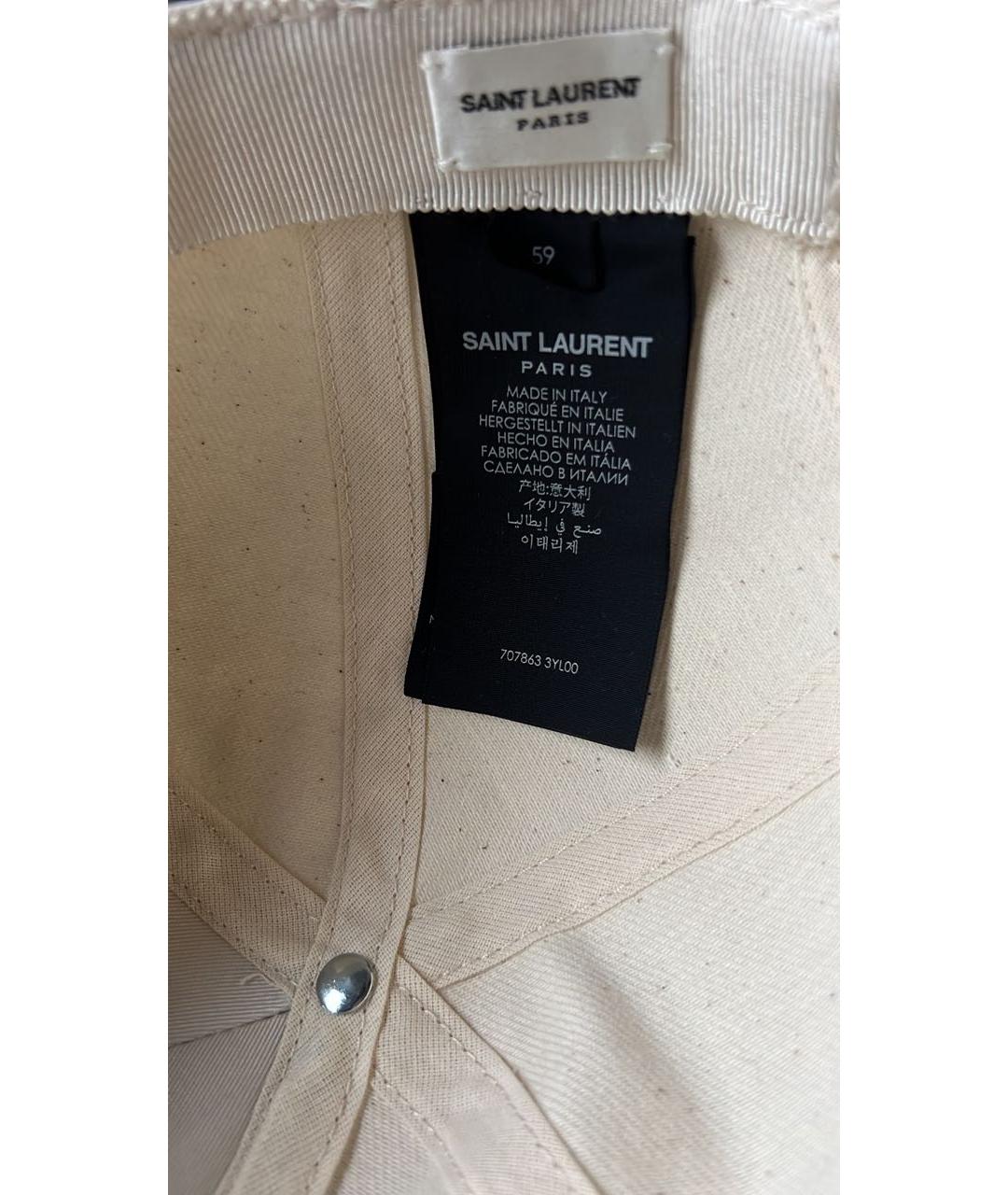 SAINT LAURENT Бежевая хлопковая кепка, фото 3